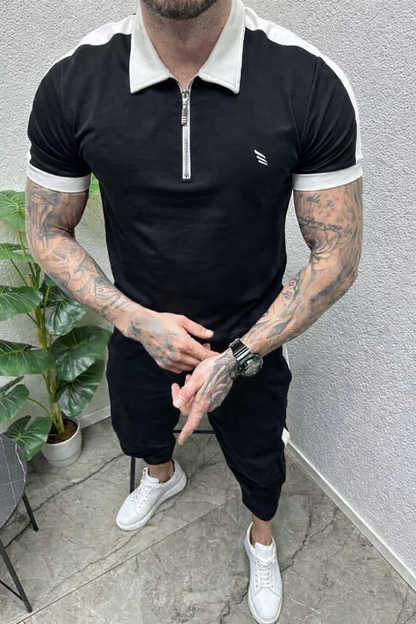 Men’s Zip Style Contrast Color Tracksuit – Dry Fit Sportswear