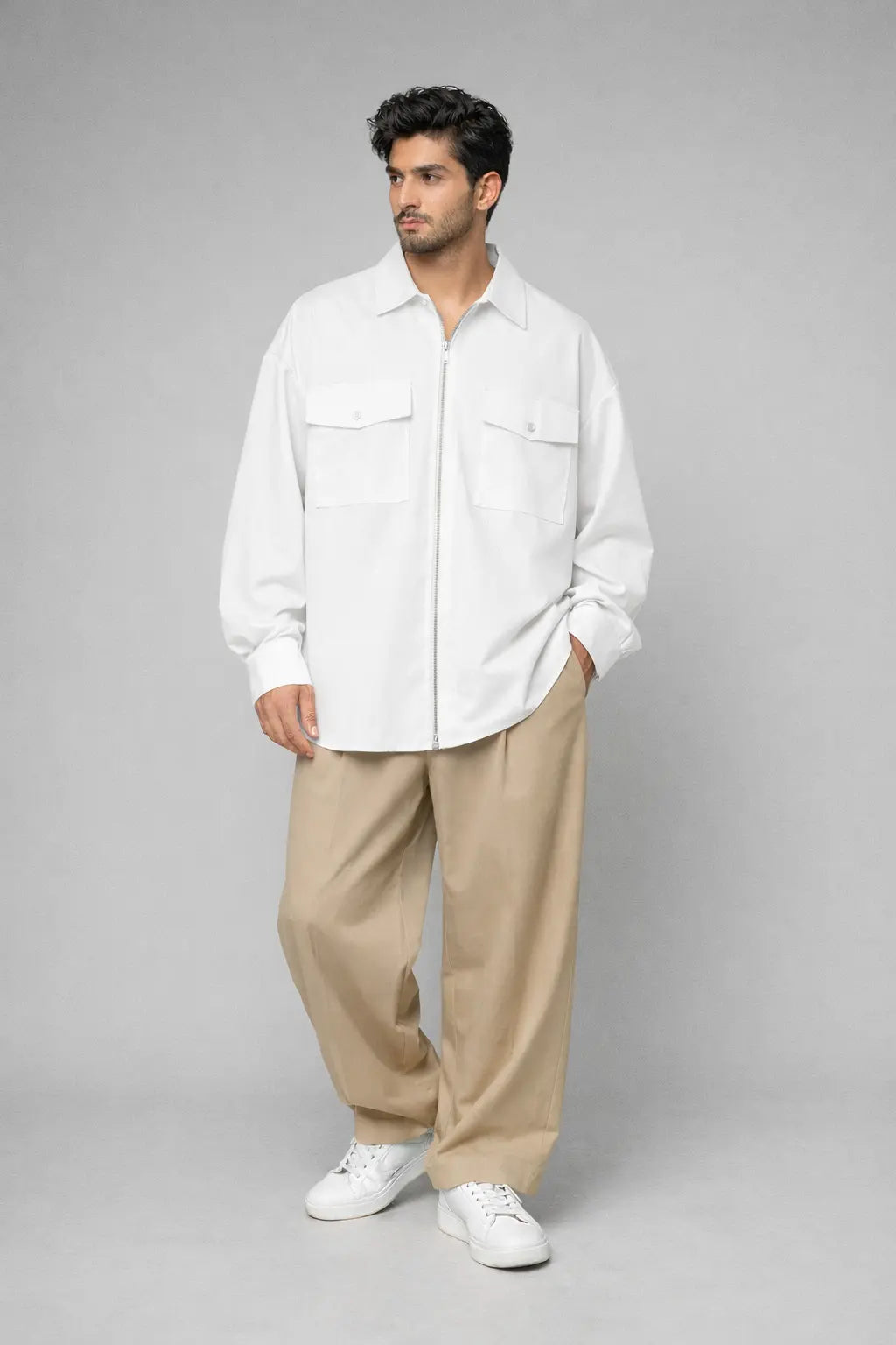 Korean Style Oversized Double Pocket Shirt